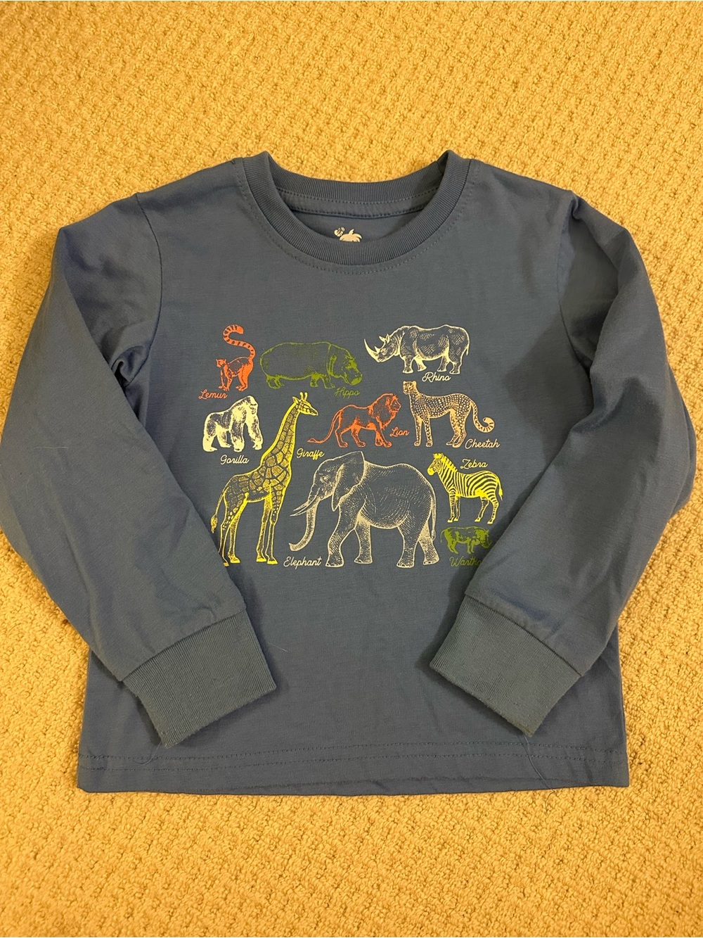 Navy Blue Long-Sleeve Kids Animal Graphic Tee